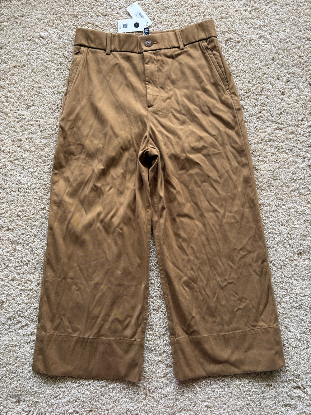 NWT Spanx Stretch Twill Cropped Wide Leg Pant 2.0 - Flax Size Large Petite